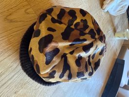 PRADA Leopard-Print Calf-Hair Hat