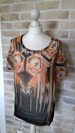 T-shirt Chemisier motifs orangés NORWISS, taille S, NEUF