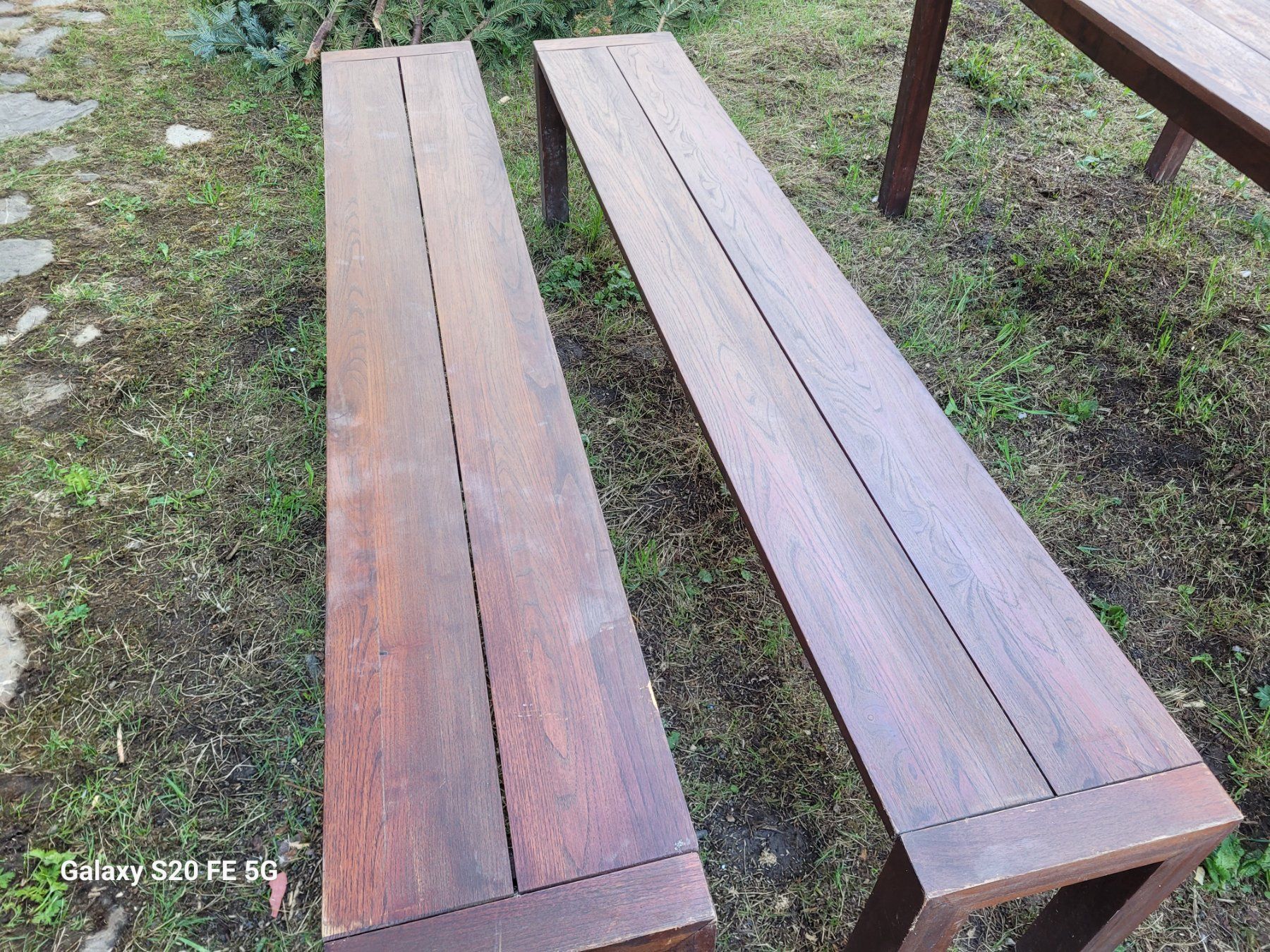 Set di tavolo e panche: Teak Holz, 8er Gartentisch mit Bänken. – Usato da Alpthal venduto da GiGa76 2