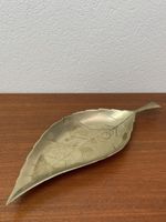 Vintage Messing Blätter Schale Schlüsselschale golden