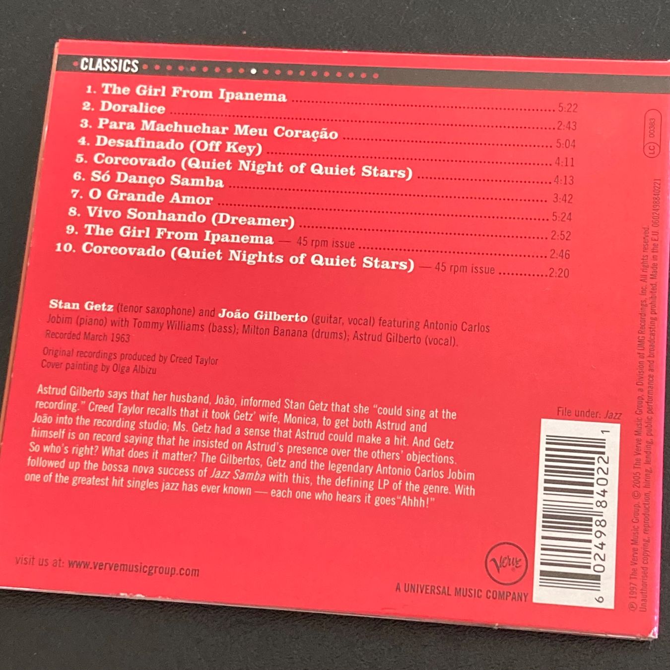 CD: Stan Getz & Joao Gilberto - Getz / Gilberto – Usato da Bern venduto da Ntsamina 1