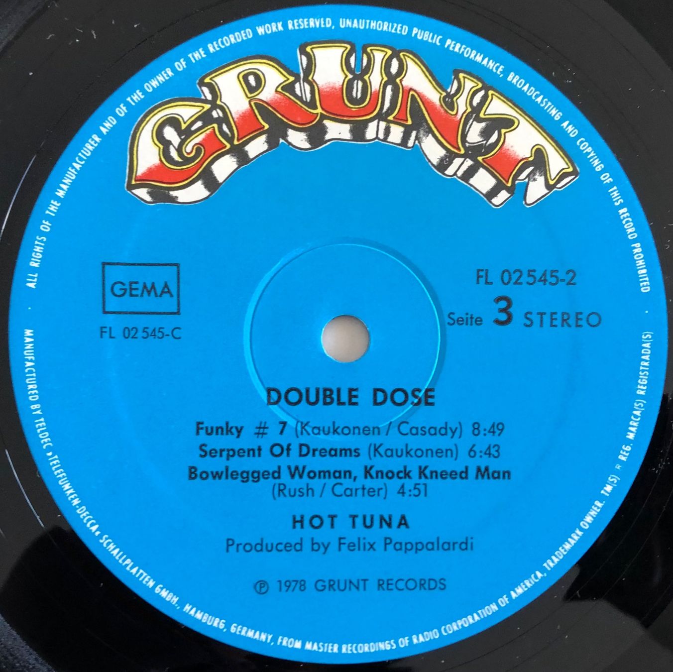 Dischi in vinile: HOT TUNA - DOUBLE DOSE – Usato da Poliez-Pittet venduto da Newtown-Records 3
