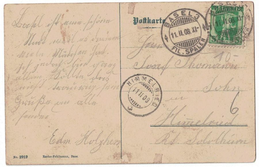 Cartoline postali: Basel, Spalenthor, Tram, belebt, gelaufen 1908 – Usato da Frauenfeld venduto da POML 1