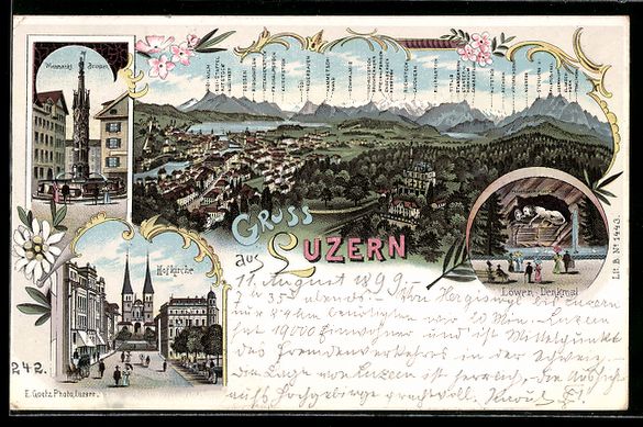 Cartoline postali: Litho Luzern, Hofkirche, Weinmarkt-Brunn – Usato da Berlin venduto da bartko-reher