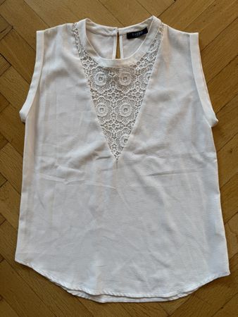 Top / haut / blouse dentelle blanc cassé Sweed Paris Nola T1