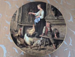 Assiette décorative "Madchen Huhner futternd"