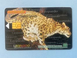 Telefonkarte aus Moçambique. Leopard