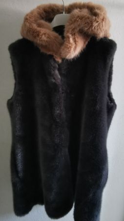 Kunstfell Gilet mit Kapuze