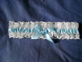 Neu Hochzeit Strumpfband weiss mit blauer Schleife Heiraten