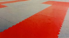 40mm Kampfsport Bodenmatten rot/grün verzahnt 1m2 rutschfest