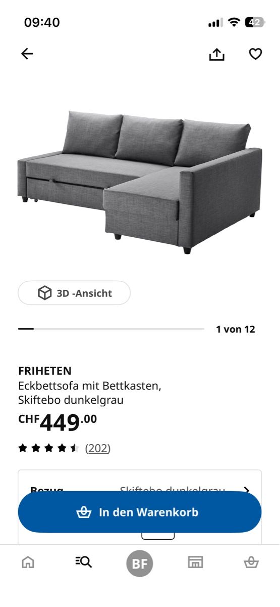 Ikea Divani: Bettsofa Ikea Friheten – Usato da Wiesendangen venduto da bettba 1