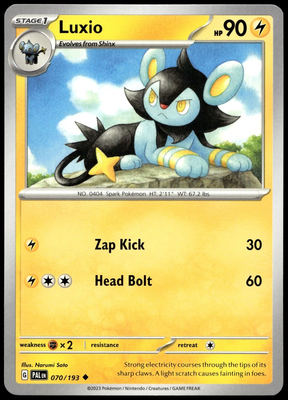 Pokémon Carte collezionabili: Pokémon Luxio 070/193   SV02 Paldea Evolved – Usato da Le Mouret venduto da PokemonCards_CH