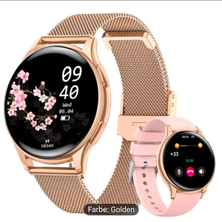 Smartwatch für Frauen Gold/Pink für Android Handy! (Neu und ...