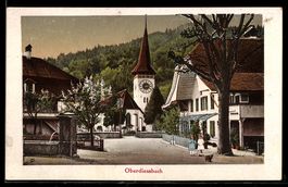 AK Oberdiessbach, Straße mit Kirche