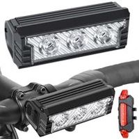 LED Fahrradlampen Set Vorder-Rück-Licht Akkus mit USB ladbar