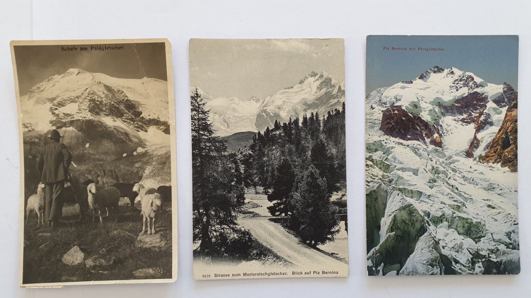 Cartoline postali: Bernina. Palü. Oberengadin. Graubünden. 3 Ansichtskarten. – Usato da Goldach venduto da armando_r