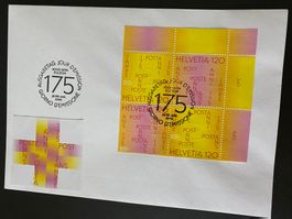 175 Jahre Schweizer Post CH 4er Block Ausgabetagstempel
