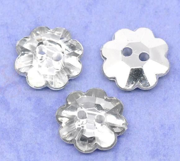 Bottoni: 10 boutons FLEUR Brillant ARGENT 1.2 cm – Nuovo e nell'imballaggio originale da St-Imier venduto da goodber