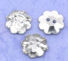 10 boutons FLEUR Brillant ARGENT 1.2 cm