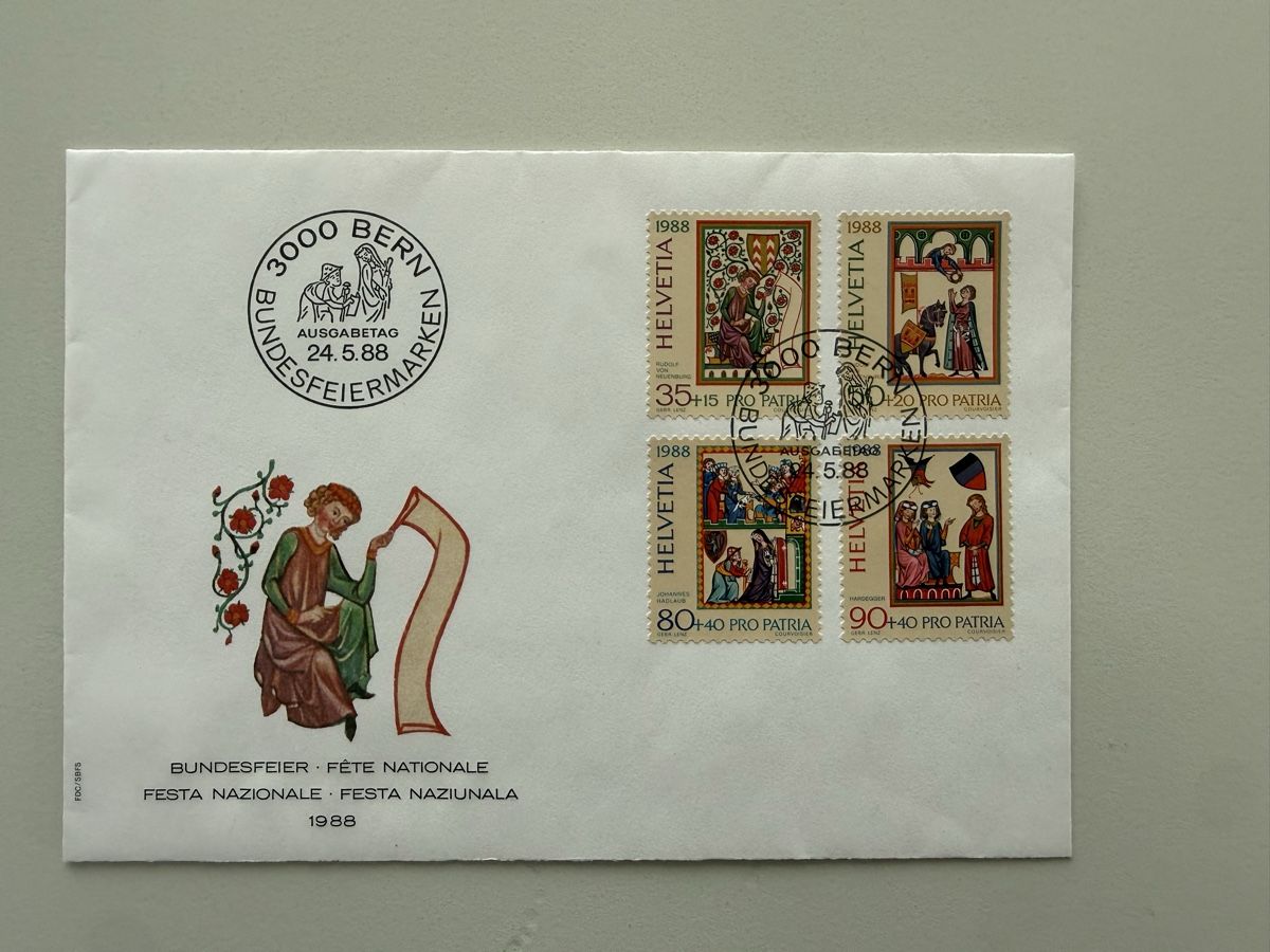 Alle Briefmarken: Bundesfeiermarken Pro Patria 1988 – Gebraucht aus Dübendorf von suhei75