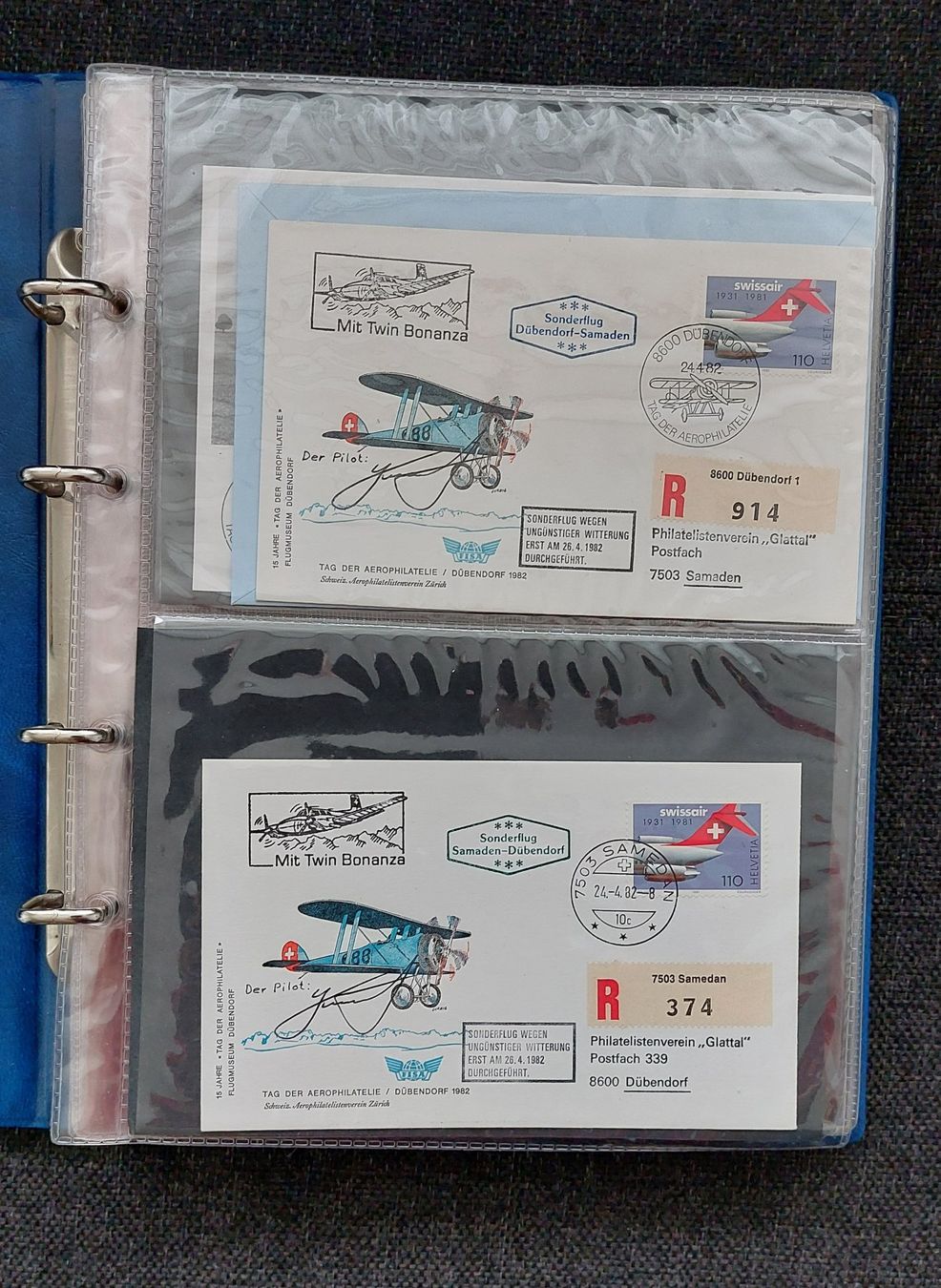 Tutti i francobolli: Div.Couverts u. Postkarten Fliegertruppen/Swissair – Usato da Brütten venduto da Tempest4