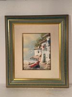 Framed Original Watercolour Painting - Coastal scene signed