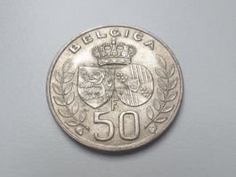 🇧🇪 50 Francs 1960 Baudouin's Marriage XF Silver 12.5g .835