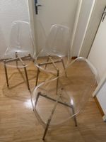 3 Clear Ghost Chairs w/ Light brown Legs - Great Condition!