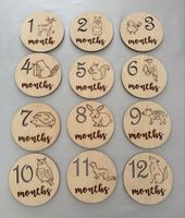 Meilensteinkarten Baby 1-12 Monate Holz