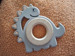Beissring Dinosaurier aus Silikon und Holz
