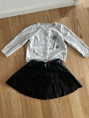 Set Kinderkleidung Strickjacke grau Rock Grösse 104 