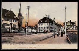 AK St. Fiden, Straßenpartie mit Kirche