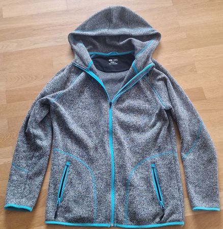 Damen Fleecejacke Grau/Türkis, Grösse L, Top Zustand!