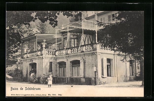 Ansichtskarten: Schönbrunn, Badehaus mit kleinem Mädch – Gebraucht aus Berlin von bartko-reher