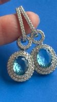 Luxus Elegante Zirkonia Ohrstecker Farbe:Silber / Blau