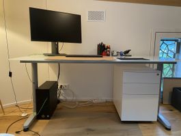 Schreibtisch mit Glasplatte (160x80)