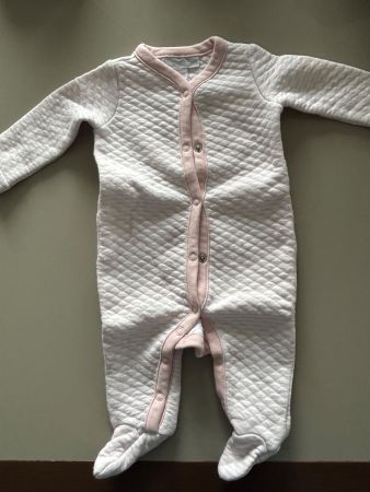 Pyjama The White Company, rose et blanc, taille 0-3 mois