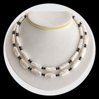 Keshiperlen - lange Kette - 96cm - Perlen-Collier - Silber