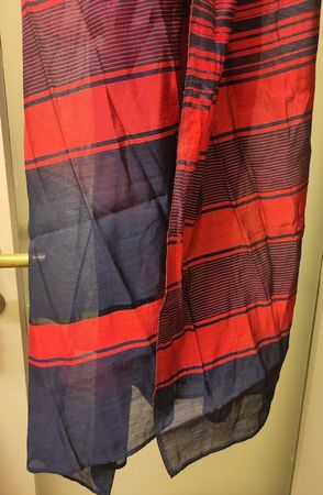 Langes Foulard/Dupatta aus Pakistan, Ethnic (dunkelblau/rot)