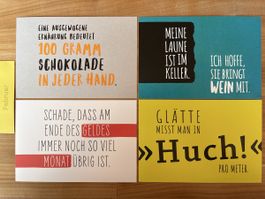 4 AK mit Spruch / Text