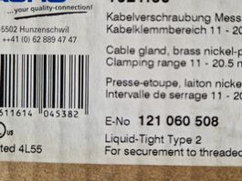 Kabelverschraubung Messing vern. Pg 21 (5 Stück)