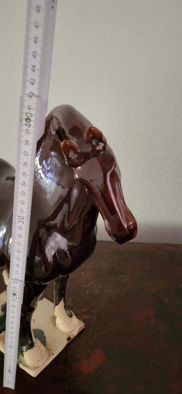 Figuren: Statuette cheval en grès, glaçure brun chaud, chine – Gebraucht aus Rances von JEA09 4