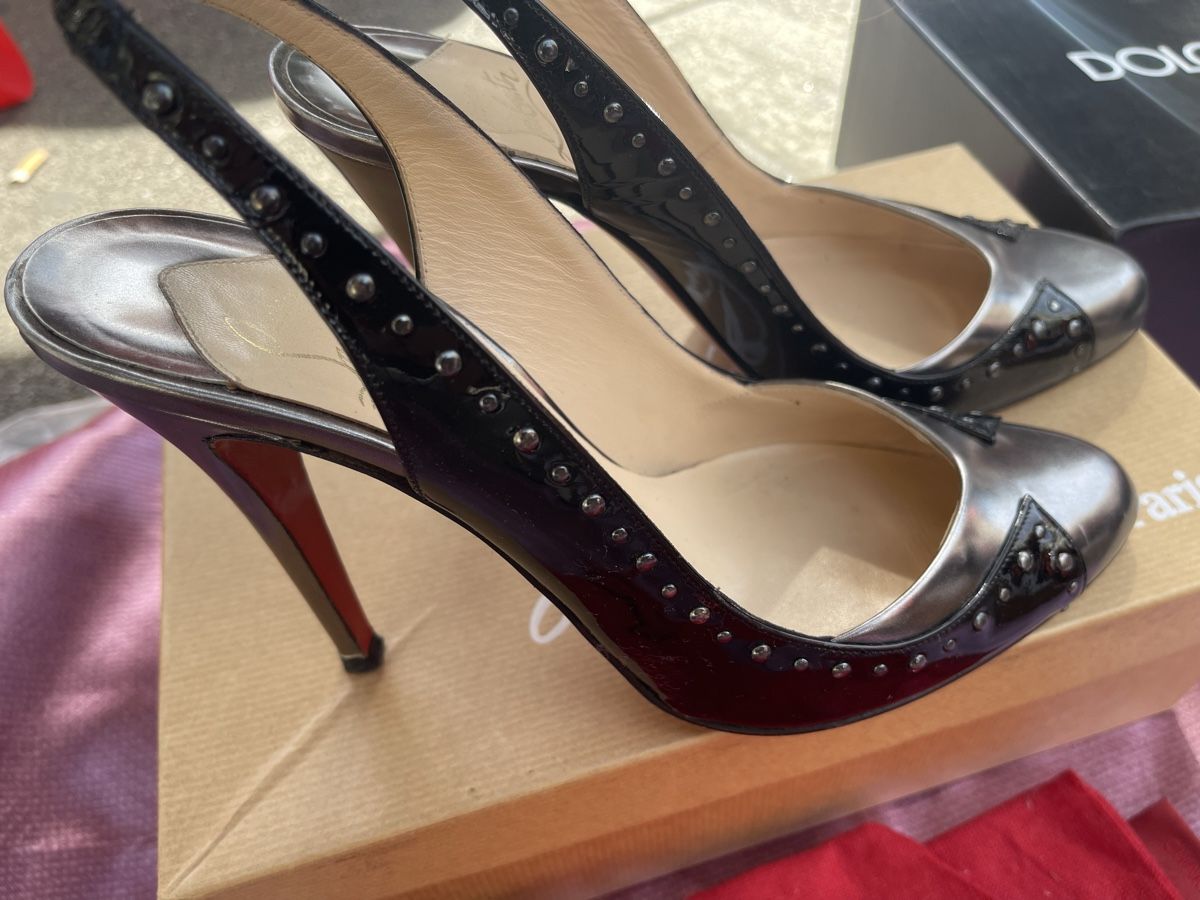Christian Louboutin Scarpe da donna: Louboutin Sling Pumps Gr.39,5 Silber/Schwarz – Usato da Rüschlikon venduto da leo_mwz2 2