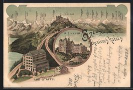 Litho Rigi-Kulm, Schreibers Hotels Kulm 