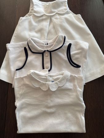 Jacadi Kleid weiss/blau, 1x weiss, 1x Body