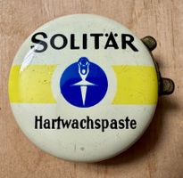 Kleine alte Blechdose Solitär Hartwachspaste Probedose 4 cm