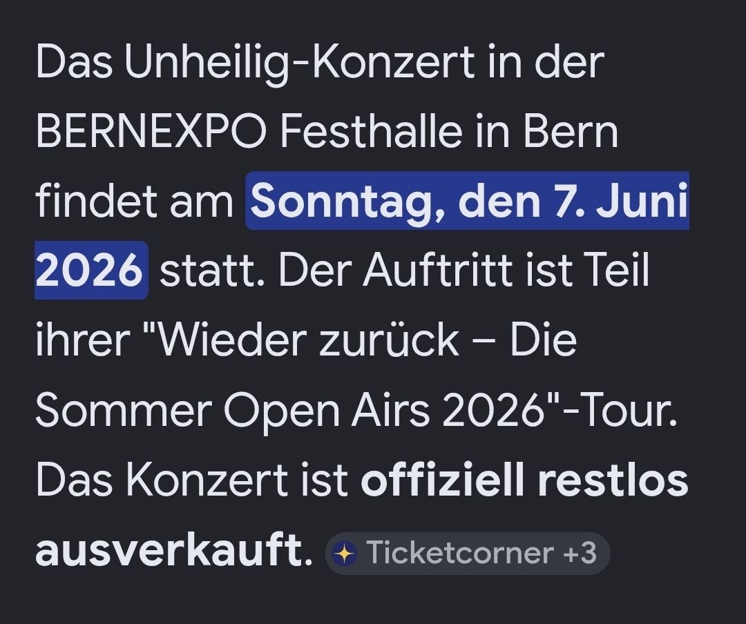 Biglietti: Unheilig Ticket Stehplatz – Nuovo e nell'imballaggio originale da Reinach AG venduto da xx.sara 1