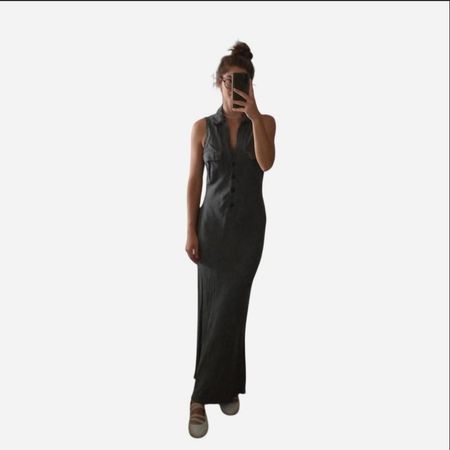 Maxi Dress grey Zara size S/M 100%linen