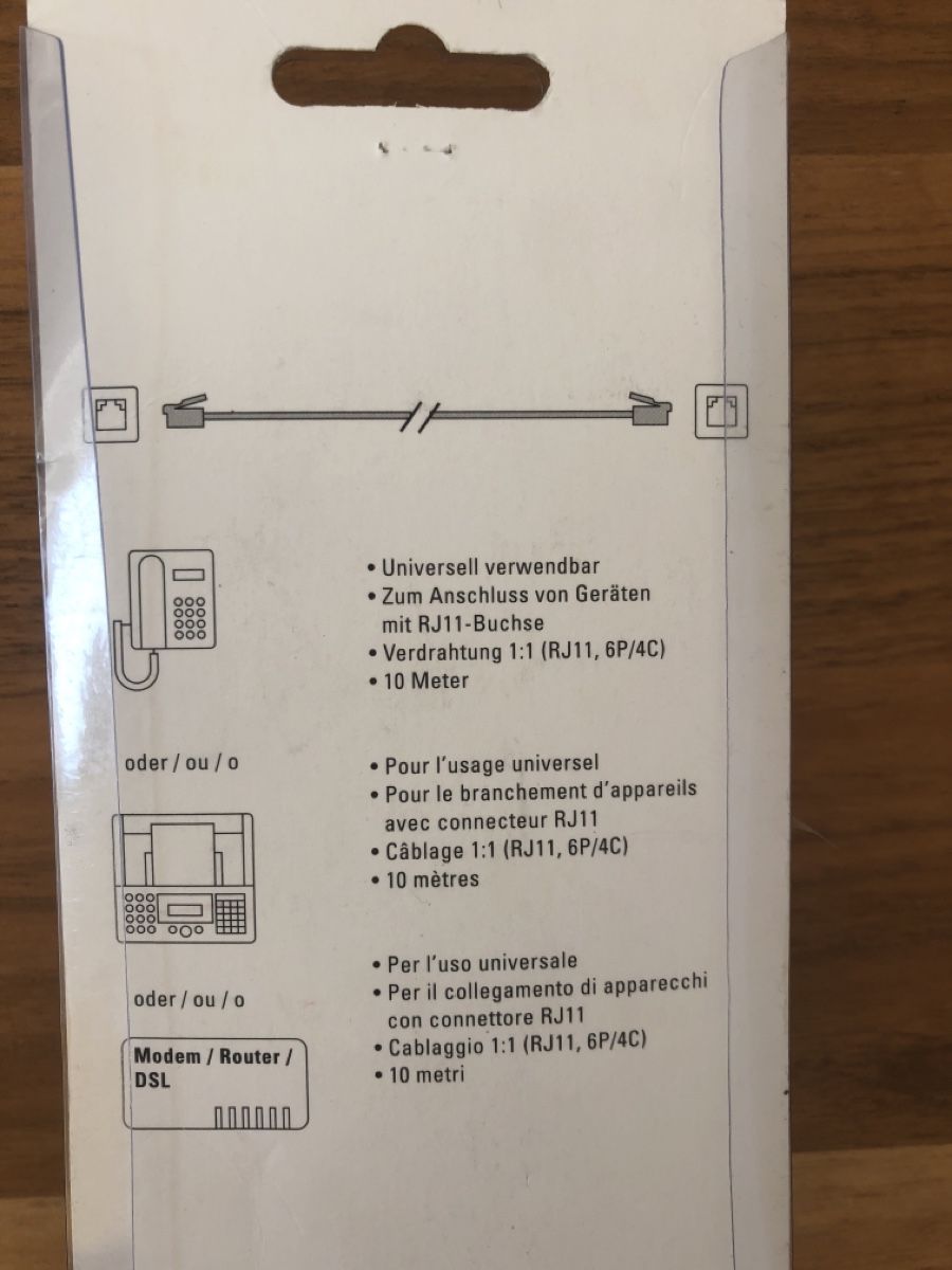 Cavi: Phone Fax DSL Anschlusskabel RJ11 – Nuovo e nell'imballaggio originale da Zürich venduto da Nsaeg 2