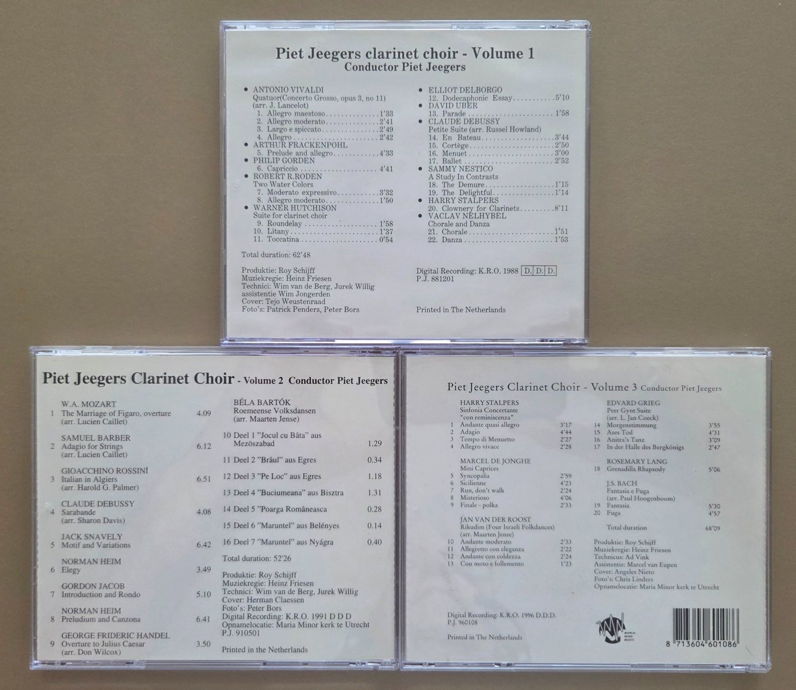 CDs: PIET JEEGERS Clarinet Choir - 3 CD Set – Gebraucht aus Wilen b. Wollerau von weiherblick 1